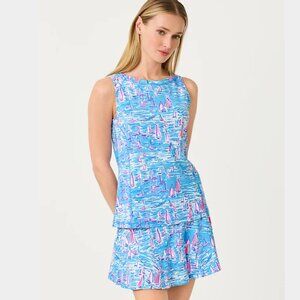 NWT Lilly Pulitzer UPF 50+ Luxletic Renay Tank Top Zanzibar Blue Boatylicious SM